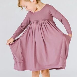 Remie Girl Mauve Pocket Twirl Dress Girls Size 7